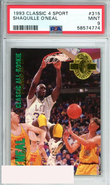 1993 CLASSIC 4 SPORT GOLD SHAQUILLE O NEAL #315 ORLANDO MAGIC RC PSA MINT 9