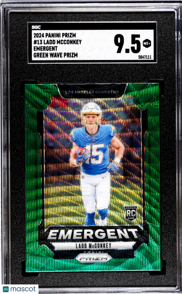 2024 Panini Prizm Ladd Mcconkey #13 Emergent Green Wave SGC 9.5
