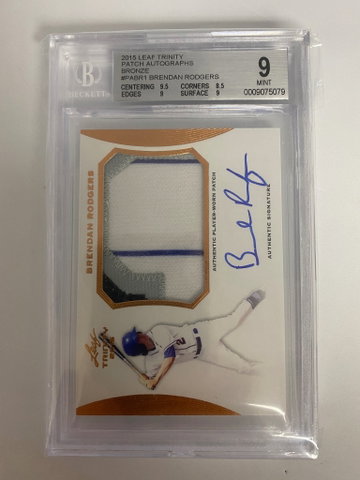 2015 Leaf Trinity Brendan Rodgers Jumbo Patch Bronze Auto BGS 9/10