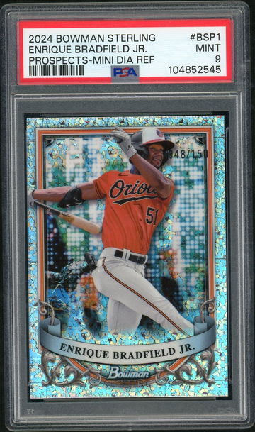 2024 Bowman Sterling Prospects Mini Diamond Refractor Enrique Bradfield Jr. #BSP1 /150 PSA 9