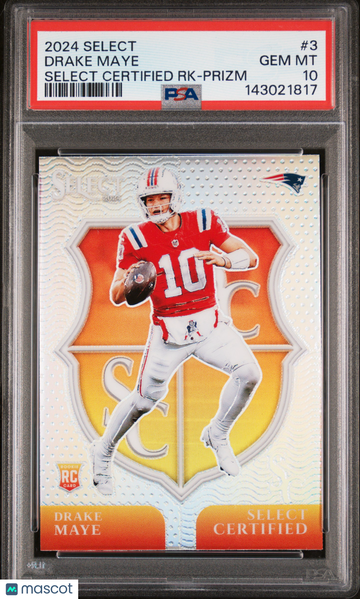 2024 Panini Select Select Certified Rookies Drake Maye #3 RK Prizm PSA 10
