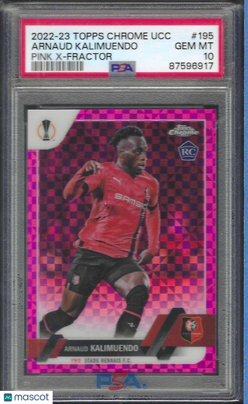 2022-23 Topps Chrome UEFA Club Competitions Arnaud Kalimuendo #195 Pink X Fractor PSA 10