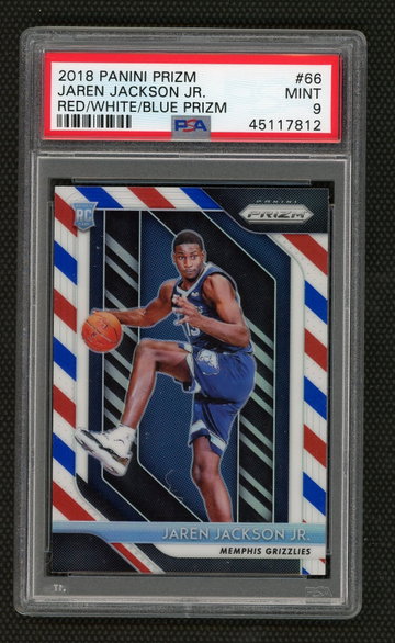 Jaren Jackson Jr 2018 Panini Red/White/Blue Prizm Rookies PSA 9