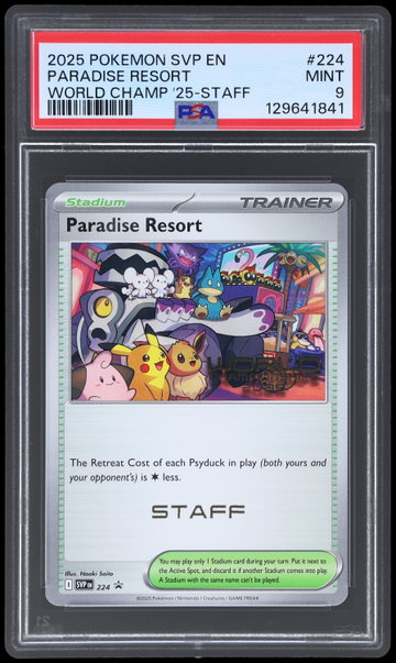 2025 Pokemon Scarlet & Violet Black Star Promos Paradise Resort World Championships Staff PSA 9