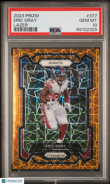 2023 Panini Prizm Eric Gray #377 Lazer Short Print Rookie PSA 10