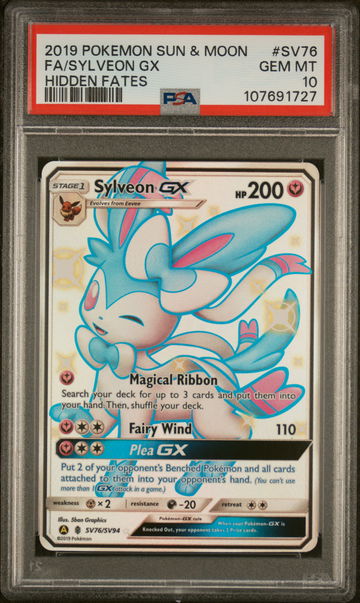 2019 Pokemon Sun and Moon Hidden Fates Sylveon Gx #SV76 PSA 10