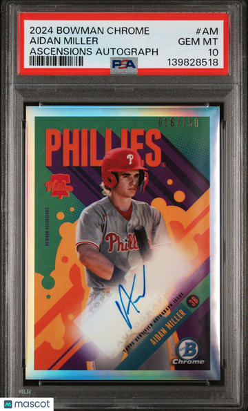 2024 Bowman Chrome Bowman Ascensions Autographs Aidan Miller #AM /150 PSA 10