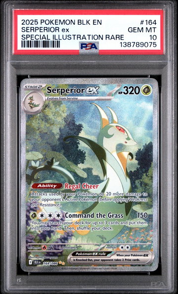 2025 Pokemon Scarlet and Violet Black Bolt Special Illustration Rare Serperior Ex #164 PSA 10