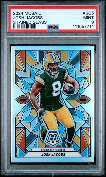 2024 Panini Mosaic Stained Glass Josh Jacobs #SG5 PSA 9