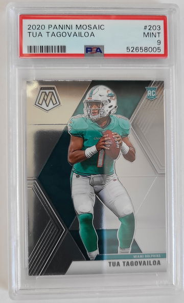 2020 Panini Mosaic Tua Tagovailoa RC #203 PSA 9 MINT