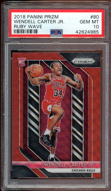 2018/19 Prizm Ruby Wave Wendell Carter Jr Rc #80 PSA 10