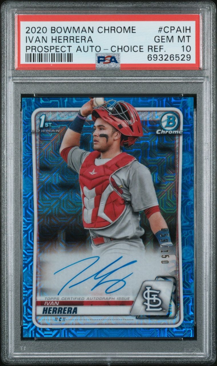 Ivan Herrera - 2020 Bowman Chrome Prospects Rookie Auto - Choice refractor- 53/150 - PSA 10