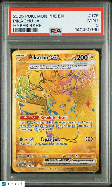 2025 Pokemon S&V Prismatic Evolutions Pikachu ex Hyper Rare PSA 9 #179/131