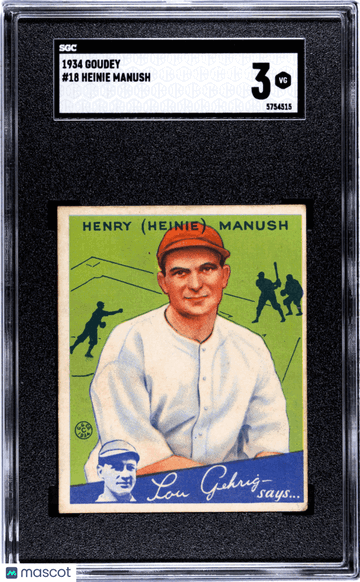 1934 Goudey Heinie Manush #18 SGC 3