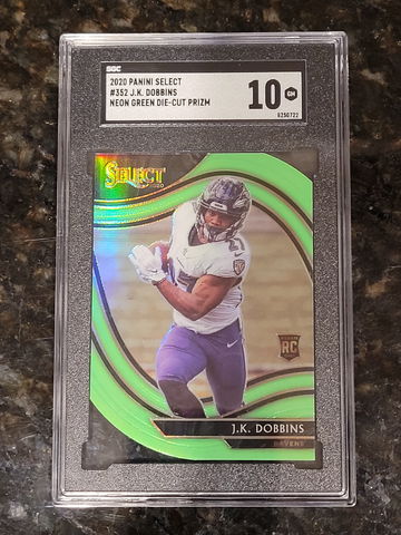 2020 Select JK DOBBINS Field Level Green Die Cut SP RC SGC 10 Baltimore Ravens