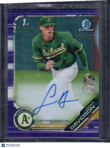 2019 Bowman Draft Logan Davidson #CDA-LD Chrome Draft Pick Autographs Purple Refractor SN AU