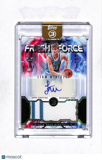 2026 Topps 3 Fresh Force Liam McNeeley #FFR-LM Player-Worn Memorabilia Autograph Relic Auto