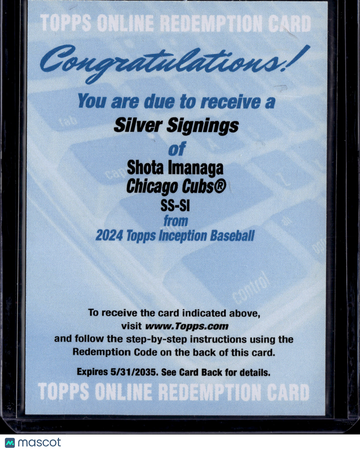 2024 Topps Inception Baseball Shota Imanaga #SS-SI Silver Signings