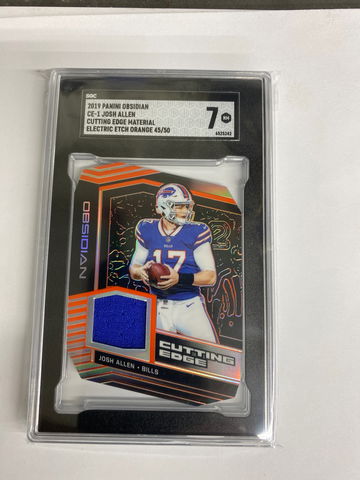 2019 Panini Obsidian # CE-1 Josh Allen Cutting-edge Material Electric Etch Orange Reflactor Serial number 45/50