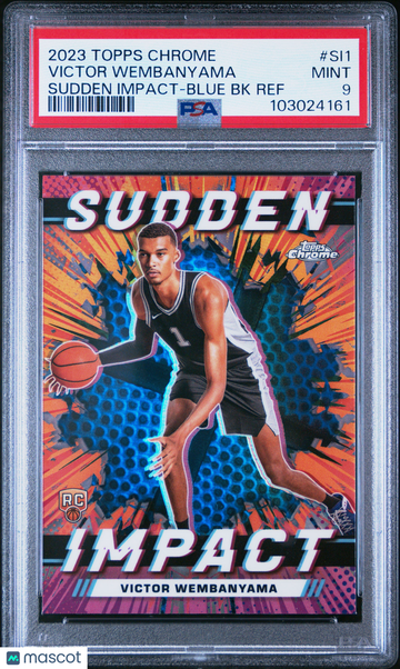 2023 Topps Chrome Sudden Impact Victor Wembanyama #SI1 Sudden Impact-Blue Bk Ref PSA 9