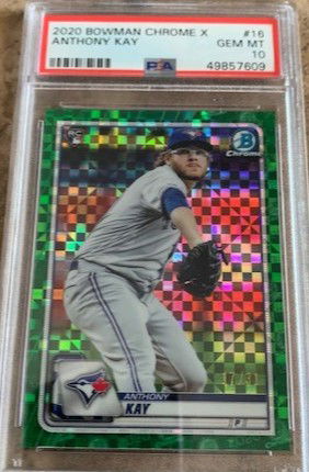 2020 Bowman Chrome X Green Xfractor Refractor - Anthony Kay RC - PSA 10 Gem Mint GM