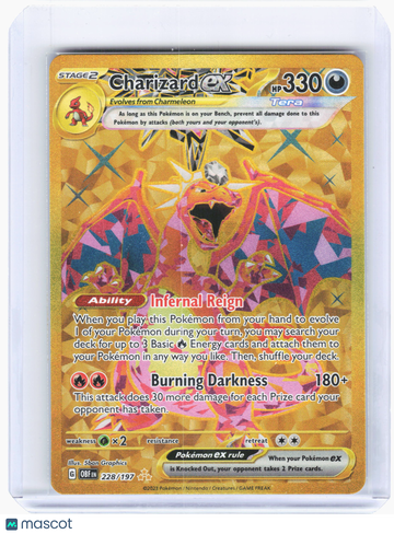 2023 Pokemon—Charizard ex #228/197 Obsidian Flames—Hyper Rare Holo
