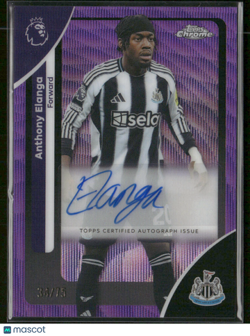 2026 Topps Chrome Premier League Anthony Elanga #CA-AE Purple Wave Refractor /75 Auto Topps