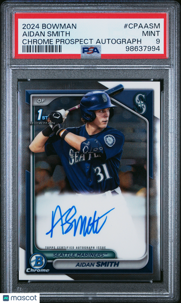 2024 Bowman Chrome Prospect Autographs Aidan Smith #CPAASM PSA 9
