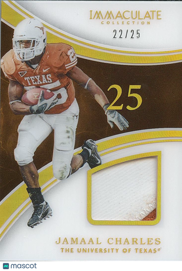 Jamaal Charles 2016 Immaculate Game Worn Patch Texas Longhorns 22/25
