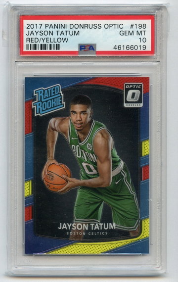 JAYSON TATUM 2017 Panini Donruss Optic Red Yellow Rookie Refractor PRIZM PSA 10 
