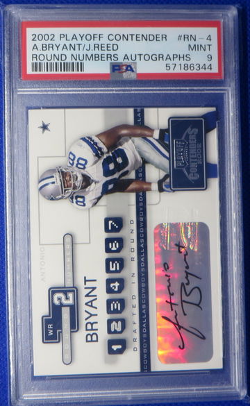 2002  Contenders ROOKIE DUAL Autograph Antonio Bryant / Josh Reed PSA 9 numbered /75 Cowboys Bills