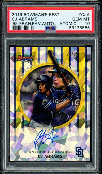 2019 Bowman's Best CJ Abrams 1999 Franchise Favorites Atomic Refractor Auto /25 PSA 10 POP 1