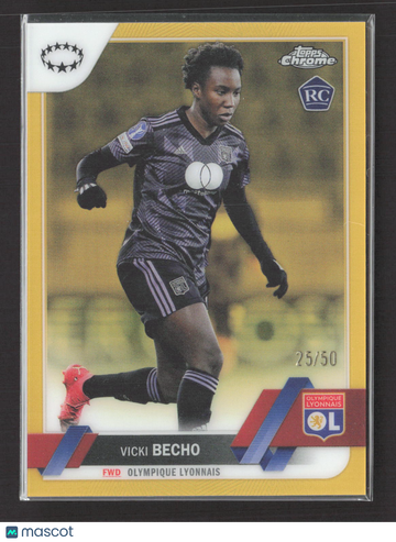 2023 Soccer Card Topps Chrome UEFA Women's Champions League Gold Refractor 25/50 #98 RC Vicki Becho
