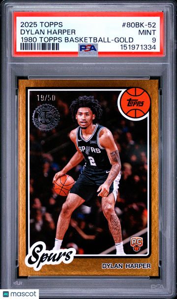 2025 Topps 1980-81 Topps Basketball Dylan Harper #80BK-52 Gold /50 PSA 9