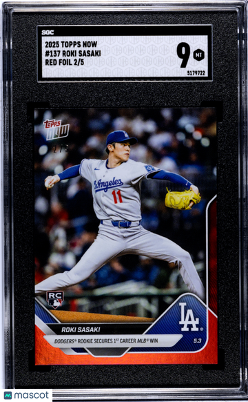 2025 Topps Now Roki Sasaki #137 Red Foil SGC 9