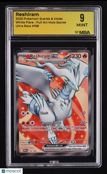 2025 Pokemon Scarlet & Violet White Flare Reshiram Holo MBA 9 #158