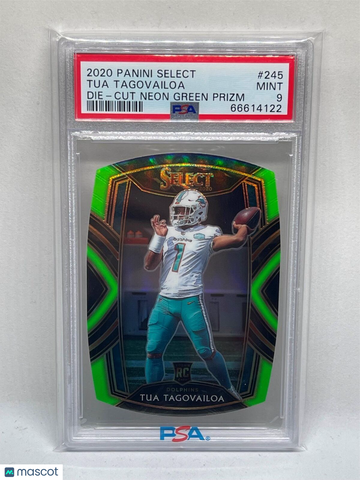 2020 Panini Select Tua Tagovailoa #245 Die Cut Neon Green Prizm PSA 9