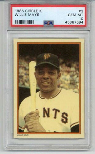 1985 TOPPS CIRCLE K #3 WILLIE MAYS CARD SAN FRANCISCO GIANTS PSA 10 LOW POP RARE