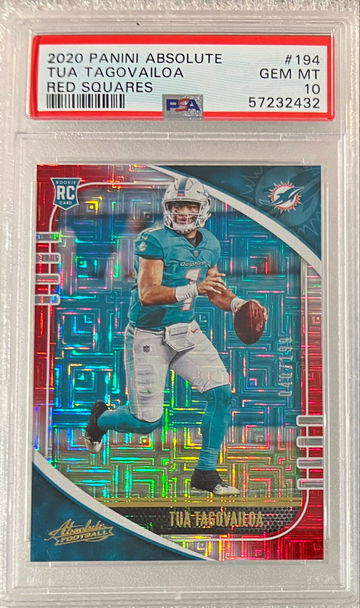 2020 Panini Absolute Tua Tagovailoa RC #040/199 Red Squares SP PSA Gem Mint