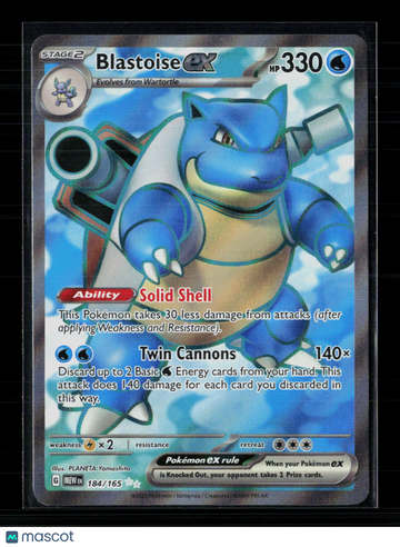 2023 Pokémon Scarlet & Violet 151 Blastoise EX Secret Rare Holo FA Trading Card 184/165