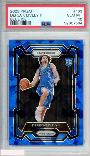 2023 PANINI PRIZM DERECK LIVELY II #163 BLUE ICE 17 OF 125 ROOKIE RC PSA 10