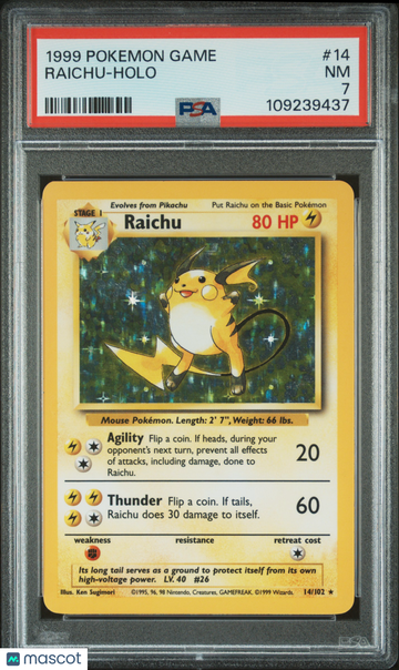 1999 Pokemon Game Raichu Holo PSA 7 #14