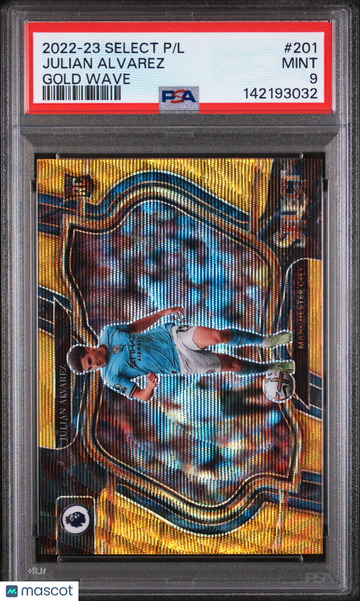 2022-23 Panini Select Premier League Julian Alvarez #201 Gold Wave PSA 9