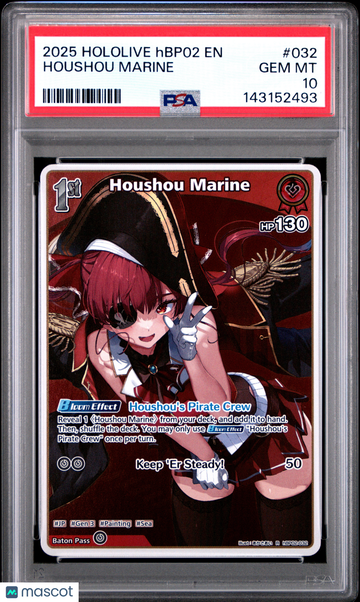 2025 Hololive Official Card Game Hbp02-Quintet Spectrum Houshou Marine PSA 10 #032