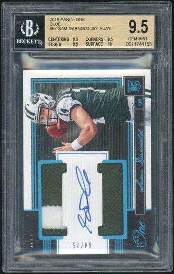 2018 Panini One Blue Sam Darnold #67 /75 BGS 9.5