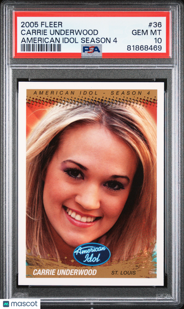 2005 Fleer American Idol Season 4 Carrie Underwood #36 Rookie PSA 10