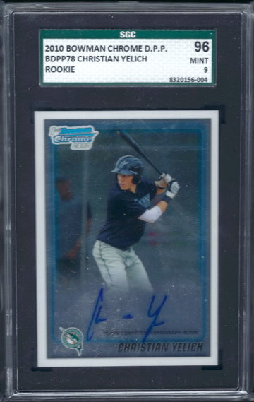 2010 Bowman Chrome Draft Picks Auto Christian Yelich SGC 9 96 - Old Label
