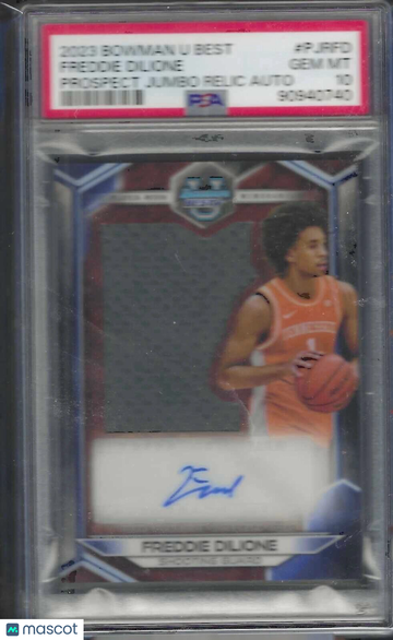 2023 Bowman University Best Prospect Jumbo Relic Autographs Freddie Dilione #PJRFD PSA 10