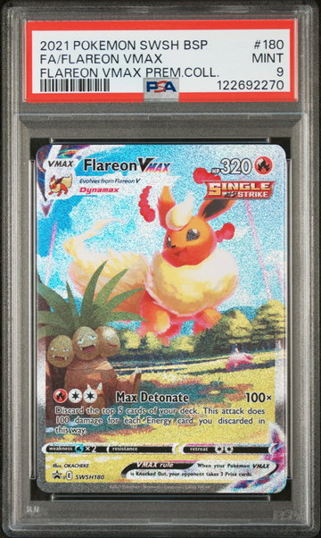 2021 Pokemon Sword and Shield Black Star Promo Premium Collection Flareon Vmax #SWSH180 PSA 9