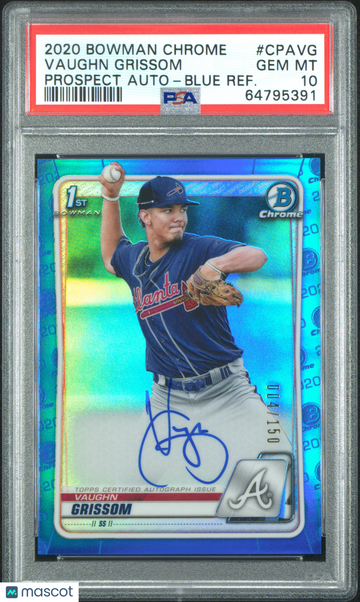2020 Bowman Chrome Prospect Autographs Vaughn Grissom #CPAVG Blue Refractor /150 PSA 10